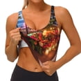 thumbnail image 3 of Honeii Tropical Beach Candlelight Patten Workout Crop Tank Top for Women Yoga Tank Tops Athletic Sports Shirts Exercise Undershirts,Sports Bra,Sports vest-Small, 3 of 8