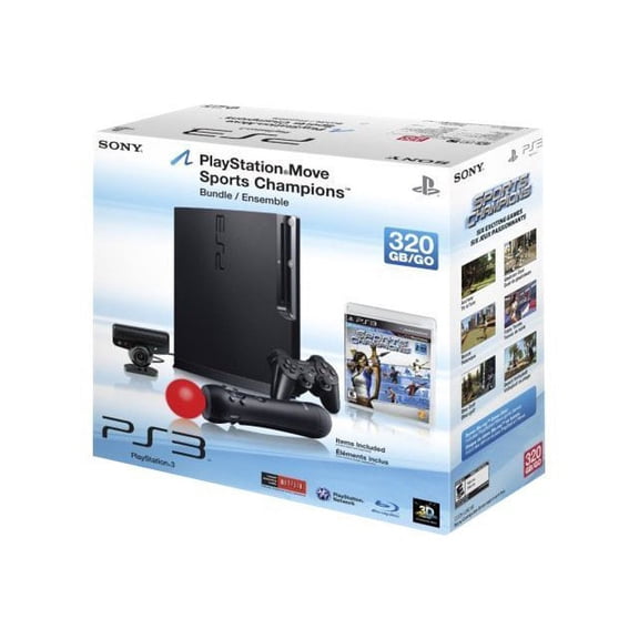 Pre-Owned Sony PlayStation 3 - Move Bundle - game console - Full HD, Full HD, HD, 480p, 480i - 320 GB HDD - charcoal black - Sports Champions