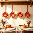 thumbnail image 5 of 1PCS Fall Maple Leaves Hanging Wreath, Mini Fall Wreaths for Kitchen Cabinets, Thanksgiving Maple Leaves Farmhouse Door Mantle Wall Hanging, Thanksgiving Candle Ring Table Decoration, 5 of 8