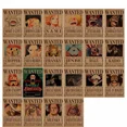 thumbnail image 2 of Póster de papel kraft grueso de One Piece Wanted Bounty Anime Luffy Sombrero de paja Piratas Cuatro Emperadores Oka Shichibukai Papel tapiz Decoración de habitación, 2 of 5