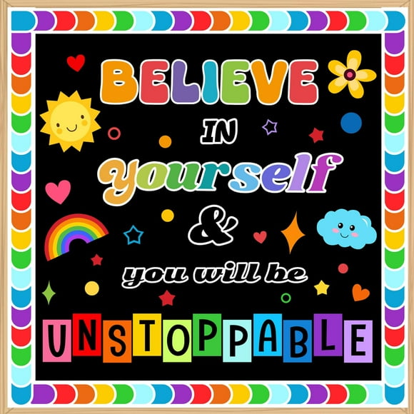LioNergy BELIEVE in YOURSELF Classroom Bulletin Board Decoration Set Motivational Cutouts Bulletin Board Wall Door Decor for Kindergarten Preschool Elementary Middle School