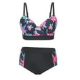 thumbnail image 3 of Women Spaghetti Strap Bikini Set Floral Print High Waist 2-Piece Push-Up Padded Swimsuit XL, 3 of 6