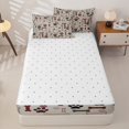 thumbnail image 4 of Erosebridal Neutral Woof Dog Paw Print Zipper Twin Comforter Sets with Fitted Sheet and 2 Pillowcases,Bone Letter Accent Zipper Bedding Set For Boys,Reversible,4-Piece, 4 of 7