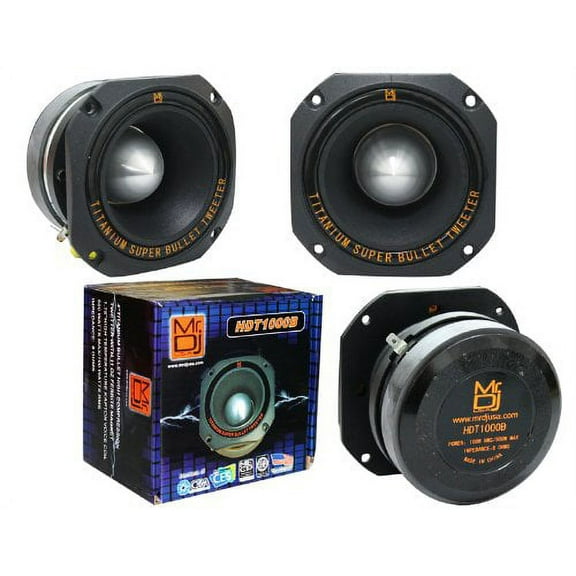 2 MR DJ HDT1000B 4-Inch Titanium Horn Bullet High Compression Tweeter for Car, Van, ATV, UTV, Marine, Boat, Motorcycle, Motorsports, and Competition