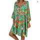 thumbnail image 1 of Vestido de verano de manga larga con cuello en V Vestido de mujer con estampado de tela suelta, Verde, L Yuarrent AP002186-27, 1 of 5