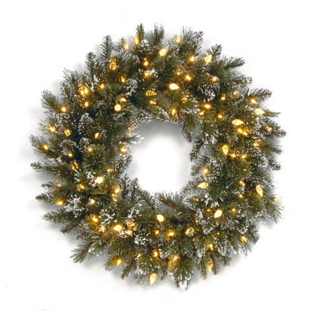 National Tree Co. Glittery Bristle Pine Pre-Lit Wreath