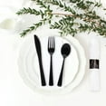 thumbnail image 2 of Pre-Rolled Disposable Extra Heavy Duty Plastic Cutlery Kit with Black Fork/Knife/Spoon and 3-Ply White Napkin (Case of 100 rolls), 2 of 4