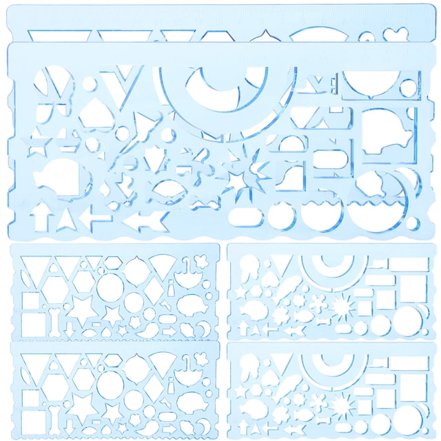6 Pcs Gabarits de Dessin pour Étudiants Gabarits de Pochoir en Plastique Règle de Dessin Outils Géométriques