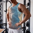 thumbnail image 5 of Gukieu Cute Cloud Cat Print Men's Quick Dry Fitness Vest, Round Neck Sleeveless Fitness Bodybuilding Top-X-Large, 5 of 7