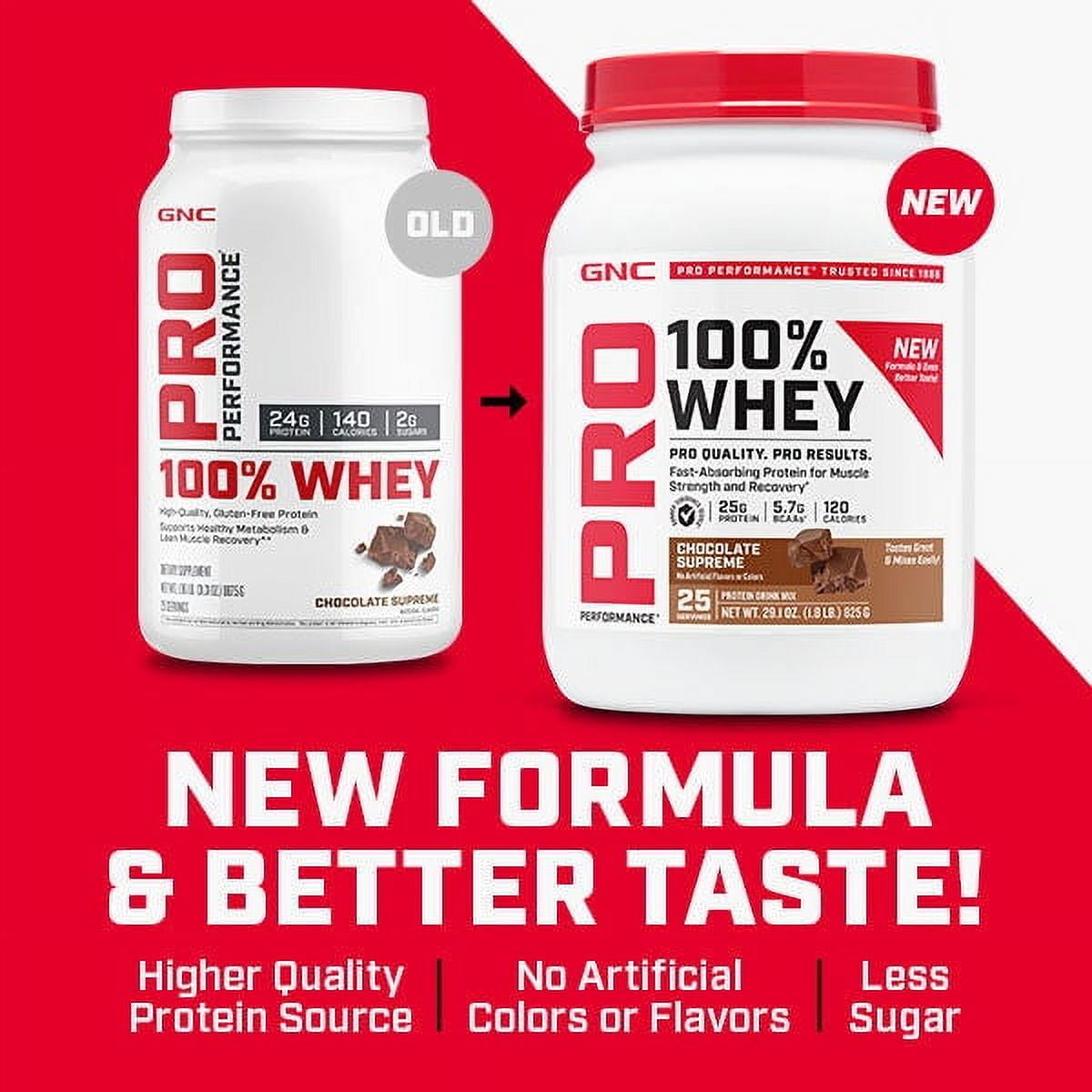 GNC Pro Performance 100% Whey Protein Powder, Chocolate, 25g Protein, 25 Servings