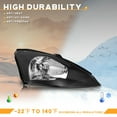 thumbnail image 5 of WEELMOTO Headlights Compatible with 2000-2004 Ford Focus, Headlight Assembly Replacement for 00 2001 2002 2003 04 Ford Focus Headlamp Black Housing Clear Reflector Left+Right Side, 5 of 8