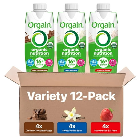Orgain Organic Nutrition Shake - Variety Pack - Chocolate/Vanilla/Strawberries & Cream