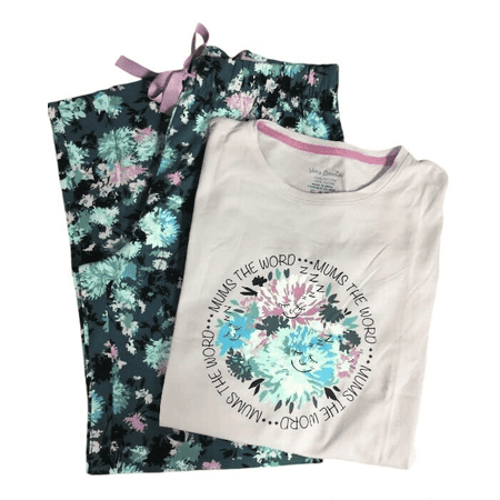 Vera Bradley Womens 100% Cotton 2 Piece Pajama Set Chrysanthemum Crush Medium