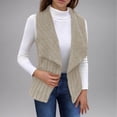 thumbnail image 2 of Womens Vests Fashion Casual Sleeveless Lapel Open Front Fleece Cardigan Fall Fashion Solid Color Fuzzy Jacket Sweater (Khaki S), 2 of 7