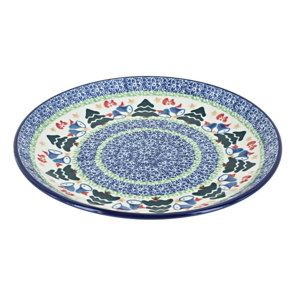 Blue Rose Polish Pottery Winter Bells Dessert Plate