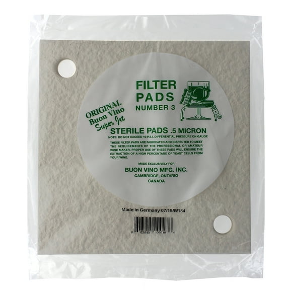Sterile (0.5 Micron) Filter Pads for Buon Vino Super Jet Filter System (Pack ...