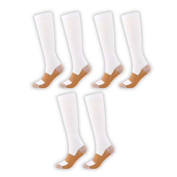AUQ 3Pcs Compression Socks,Breathable and Moisture-Wicking Mens Compression Socks,Suitable for Various Sports Scenarios Progressive Pressure Support Knee High Socks,Brown and White