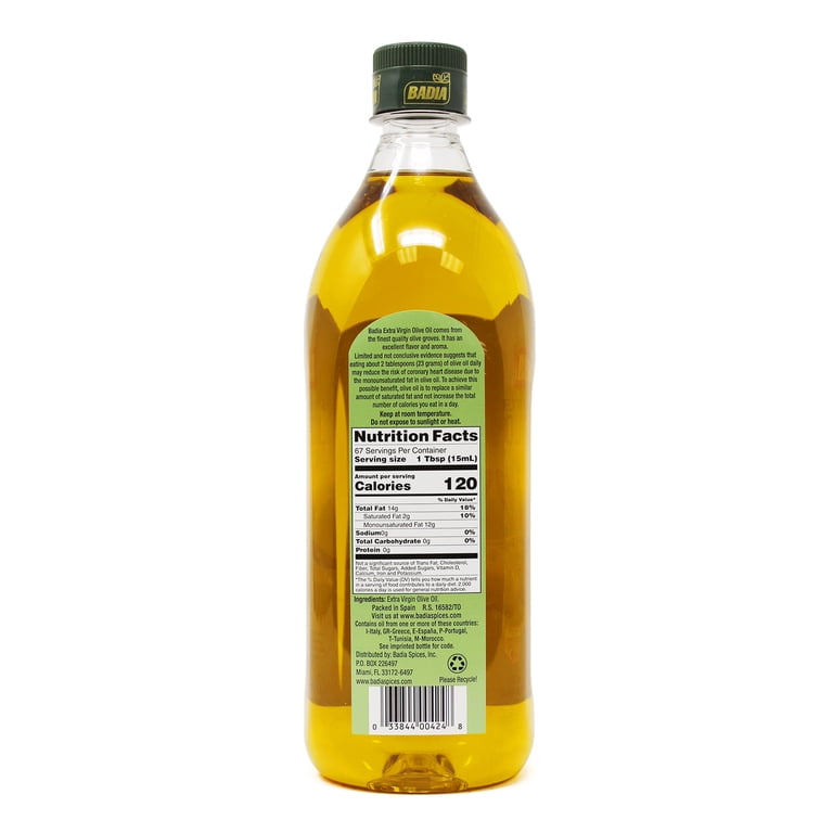 Badia First Cold Press, Extra Virgin Olive Oil, 33.8 fl oz Bottle