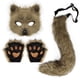 thumbnail image 1 of Conjunto de Halloween, máscara de simulación, guantes, cola, accesorios de cosplay, simulación de peluche, 1 of 2