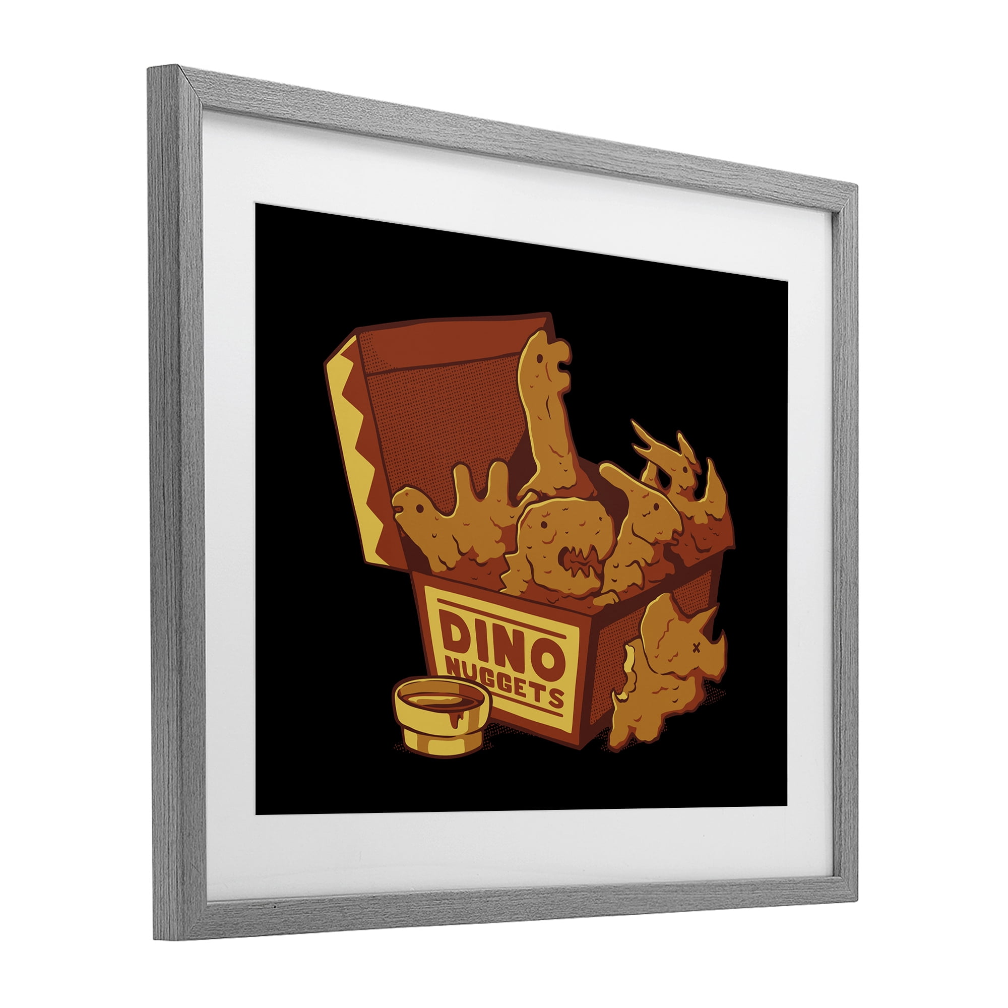 Stupell Industries Dino Nuggets with Sauce Gray Framed Print Under Glass, design by Tobe Fonseca
