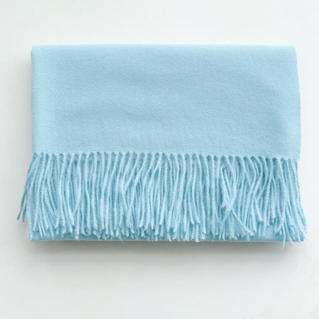 Bufanda de cachemira para mujer, chal sencillo de color liso con borlas, bufanda de cachemira de imitación cálida para otoño e invierno, bufanda informal que combina con todo