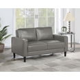 thumbnail image 2 of Ruth Upholstered Track Arm Faux Leather Loveseat Grey, 2 of 5