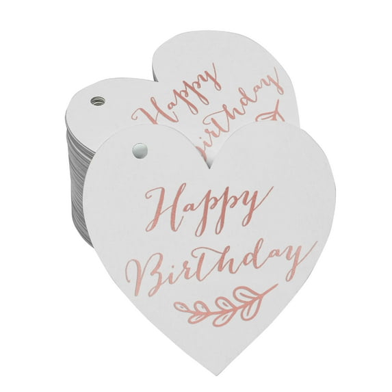 Inkdotpot 50 Pack Real Rose Gold Foil Paper Tag Happy Birthday Favor Hang Tag