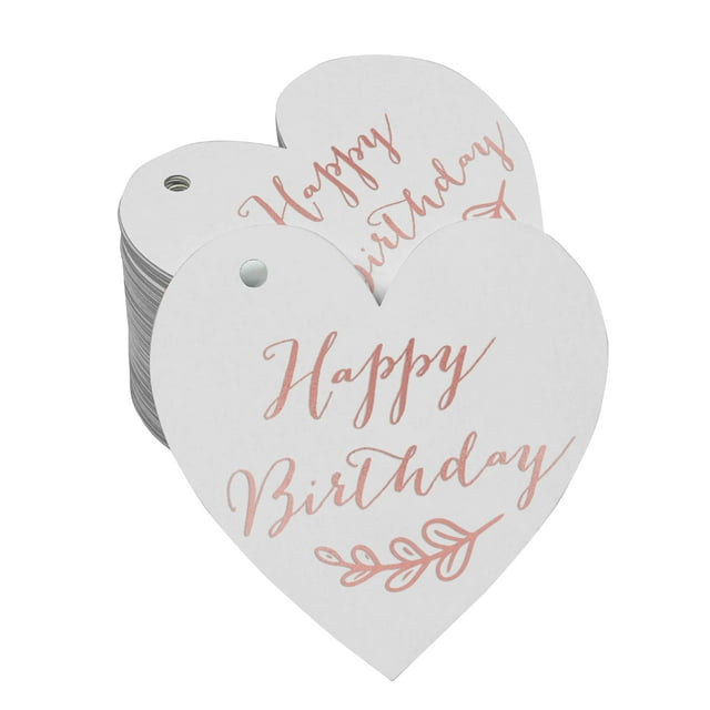 Inkdotpot Rose Gold Foil Paper Hang Tags Happy Birthday Favor Tags 100 Pieces