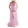 thumbnail image 2 of YMNXA Women's Maternity Dress Sleeveless Off Shoulder Solid Color Mesh Elegant Floor Length Pregnant Dresses For Photography,Pink,Xl, 2 of 2