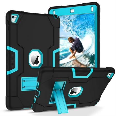 iPad Air 2 Case/ iPad Pro Case 9.7 inch, GUAGUA 3-Layer Heavy Duty Rugged Shockproof Kickstand Sturdy Protective Tablet Cases Cover for iPad Air 2/ iPad Pro 9.7" (A1566/A1567/A1673/A1674/A1675)