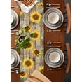 thumbnail image 2 of nqOlkjepod Sunflowers Table Runner 60 Inches Long Farmhouse Dress Scarves, Botanical Floral Butterfly Brown Wooden Grain Dining Tablerunner for Coffee Table/Kitchen Island/Party Décor, 13" x 60", 2 of 8