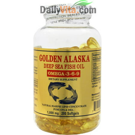 Golden Alaska Deep Sea Fish Oil Omega-3-6-9 Softgels, 1000 Mg, 200