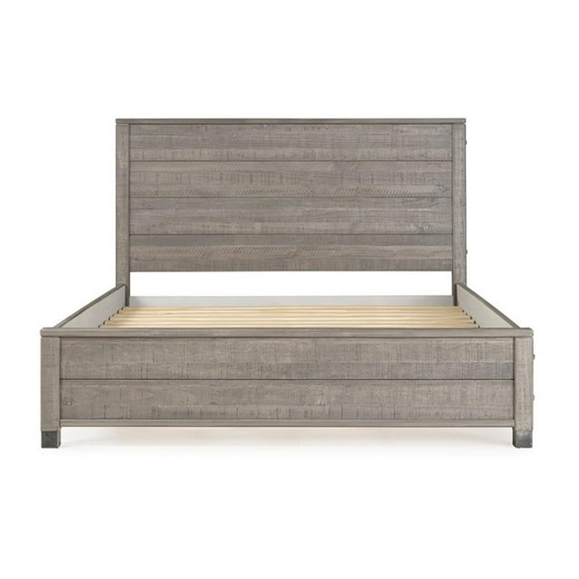 Pemberly Row Modern Solid Wood King Platform Bed in Driftwood Gray