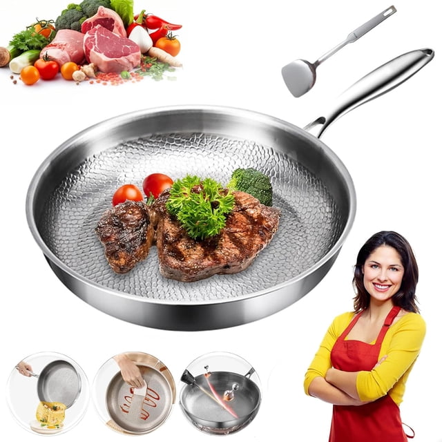 Titanium Frying Pan Pro, 2026 New Upgraded Titanium Pans for Cooking Non Stick with Lid, 12.7inch Kitchen Steak Frying Pans for All Stovetops, Home Use Cookware (No Lid,11.81inch)