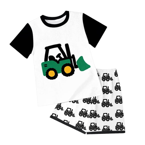 NIEWTR Toddler Summer Pjs Outfit For 9-10 Years Outfit Toddler Boy Summer Short Sleeves T-Shirt Tank Tops Elastic Shorts Set 2Pcs 2PCS Set Dailywear Set