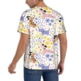 thumbnail image 2 of Zufioo Floral Puppy Print Men's Baseball Short Sleeve, Moisture Wicking Button-Down Hip Hop Tee-Small, 2 of 7