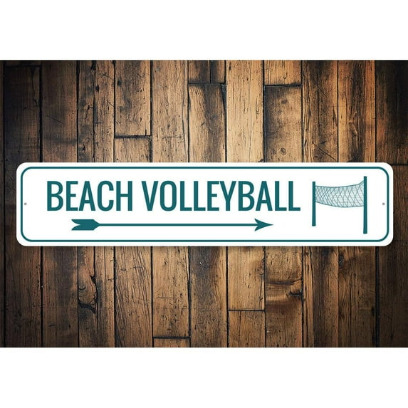 Beach Volleyball Area Novelty Sign, Metal Wall Decor - 4x18 inches