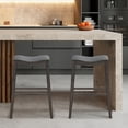 thumbnail image 3 of Gymax Set of 2 Saddle Bar Stools Bar Height Kitchen Chairs w/ Rubber Wood Legs Brown, 3 of 10