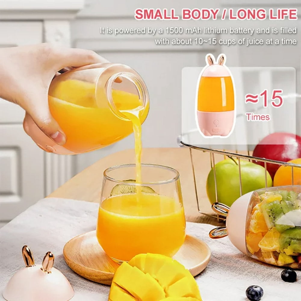 LNGOOR 400ml Portable Blender, Personal Eletric USB Rechargeable Juicer Blender forFruit, Smoothie, Baby Food Mixing Machine, 1500mAh Battery(Pink)