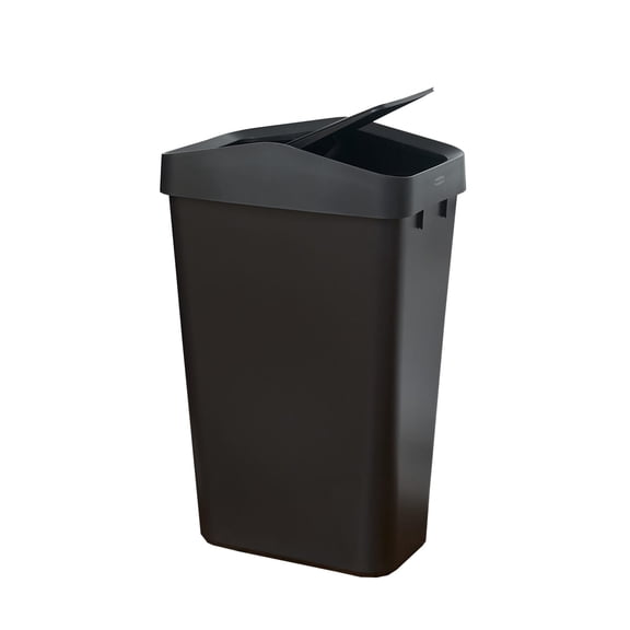 Rubbermaid Kitchen Trash Can, 12.2 Gallon Plastic Swing Top Garbage Bin with Lid, Black