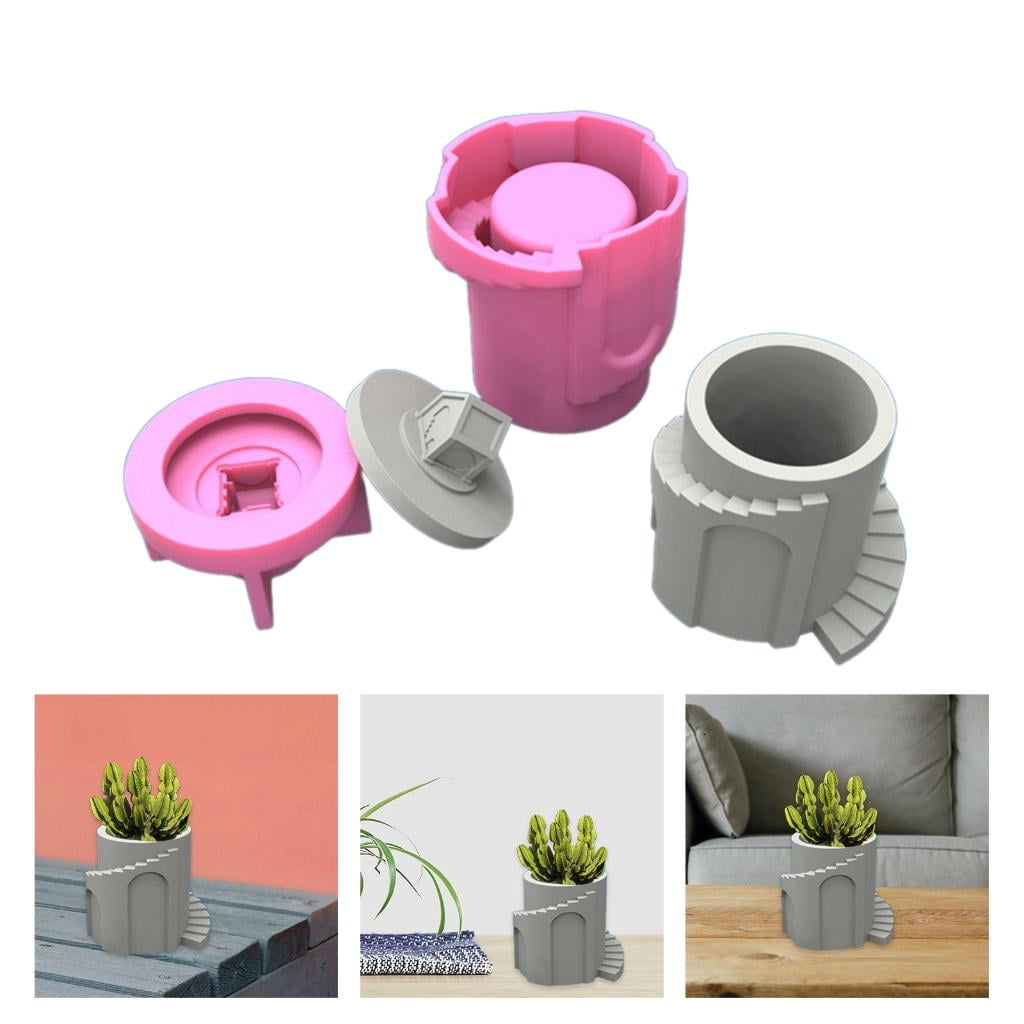 Osdhezcn DIY Castle Storage Box Silicone Mold with Lid 3D Concrete Casting Mold DIY Candle Holder Mold Flower Pot Making Supplies