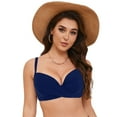 thumbnail image 3 of GEWSEY Women Underwire Fahion Sexy Bikini Top Only No Bottom Bathing Suit - 2025 Push Up Swim Top Padded Bra Swimsuit (Dark Blue, XL), 3 of 9