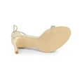 thumbnail image 6 of BLISSFUL STEP Women's Shoes Stiletto Heels Rhinestone Ankle Tie Open Toe Faux Suede Party Sandals Beige 6, 6 of 8