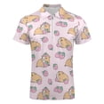 thumbnail image 4 of Pink Guinea Pig And Strawberry Pattern Men Zipper T-shirt Summer Casual Short Sleeve T-shirt Top, 4 of 7