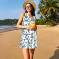 thumbnail image 3 of Defioc Vintage Blue Floral Pattern Women's Summer Dresses 2025 Beach Casual Sleeveless Tank Loose Sundress Beach Vacation Clothes with Pocket -X-Large, 3 of 7