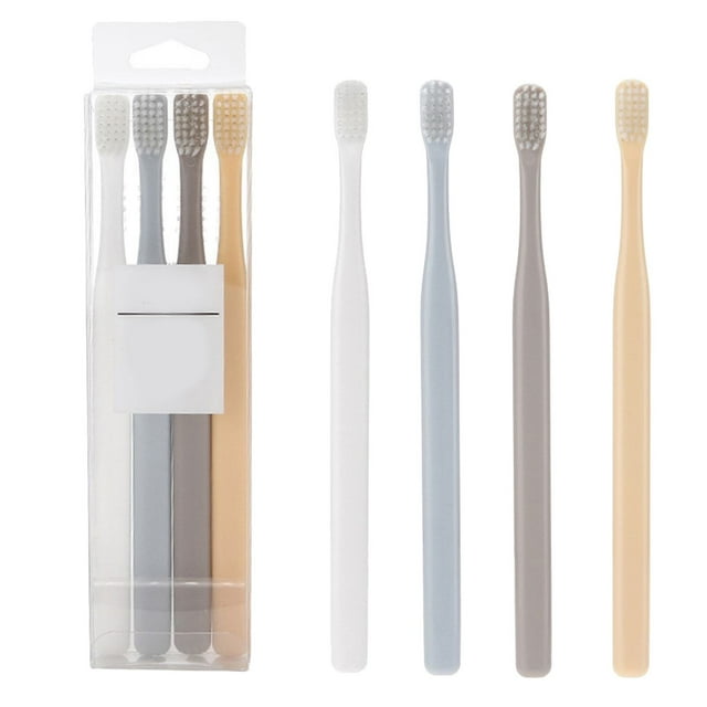 Birdeem Brosse à Dents à Poils Souples à Petite Tête pour Adulte, Lot de 4