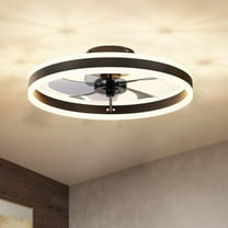 20 in. Indoor Black 2 Dimmable LED Ceiling Fan with Light and Remote for Low Profile Bedroom