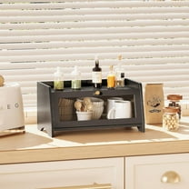 BambooHomie Bread Box for Kitchen Countertop, Bamboo Bread Storage Container for Homemade Bread, Wooden Farmhouse Small Bread Bin Organizer for Counter Cabinet Pantry, Black