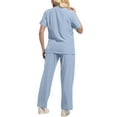 thumbnail image 4 of Scrubs for Women and Men Set – Medical Uniform, Binding Top and Drawstring Pants Scrub Sets Light Blue 2XL, 4 of 5