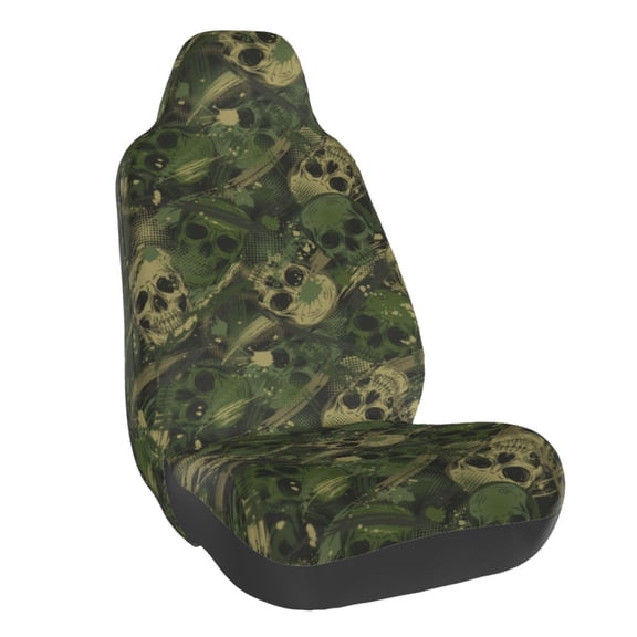 Vsdgher Green Camouflage Skull for Automotive Seat Covers for Cars Trucks and SUVs, Universal Fit Anti-Slip Bucket Seat Protector for Cars,Vehicle Seat Protector for Front Seats